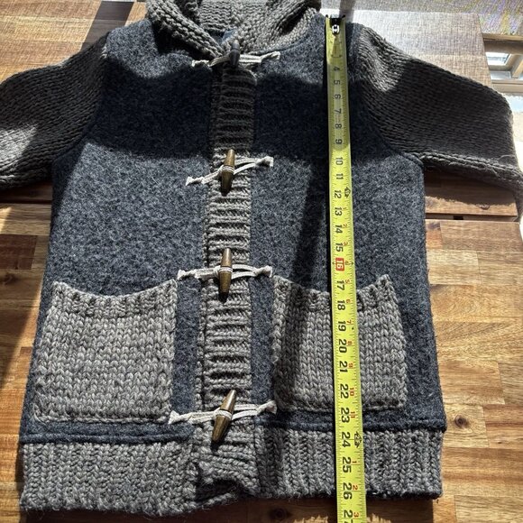 Zara Men Denim Couture Chunky Knit Cardigan Sweater Hairy Wool Blend Men’s M - Picture 4 of 16